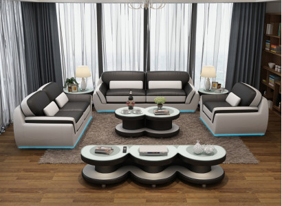 Ledersofa Couch Sofagarnitur Neu 3+2+1 Sitzer Garnitur Design Modern Sofa + USB