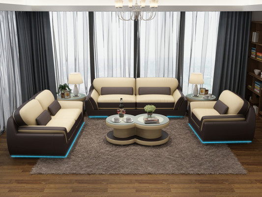 Ledersofa Couch Sofagarnitur Neu 3+2+1 Sitzer Garnitur Design Modern Sofa + USB