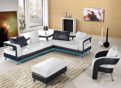 Ledersofa Couch Wohnlandschaft Ecksofa Eck Garnitur Design Modern Sofa + USB Neu