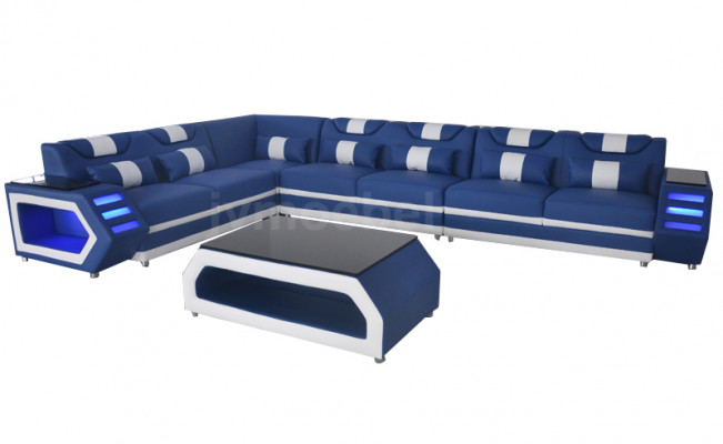 Polster Couch Eck Leder Ecke Sofa mit USB Polster Landschaft Zimmer Leder Sofas