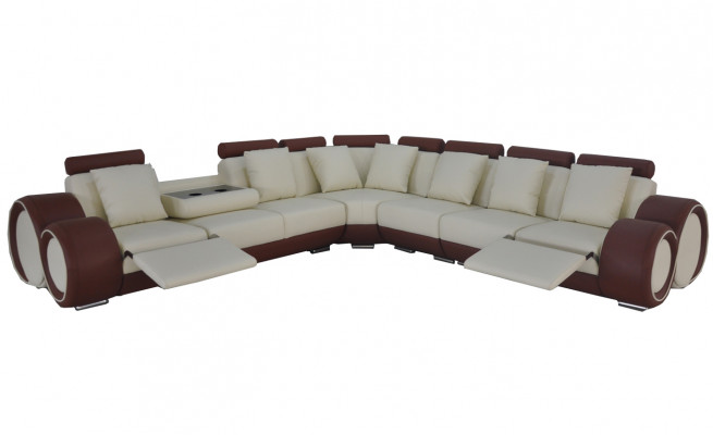 Design Leder Polster Sitz Zimmer Eck Wohn Sofa +USB Designer Garnitur Sofas Neu