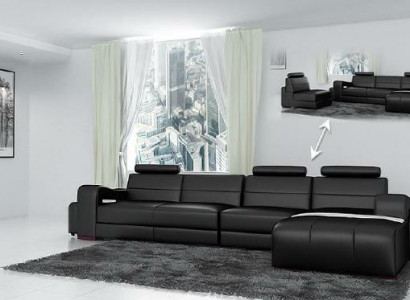 Ledersofa Ecksofa + USB Couch Design Wohnlandschaft Polster Garnitur Sofa L Form
