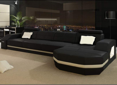 Ledersofa mit USB Wohnlandschaft Ecksofa Eck Garnitur Design Modern Sofa C4011C