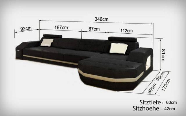 Ledersofa mit USB Wohnlandschaft Ecksofa Eck Garnitur Design Modern Sofa C4011C