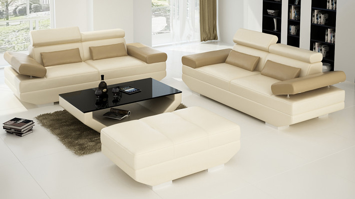 Ledersofa Sofa mit USB Wohnlandschaft 2+2 Garnitur Design Couch Sofa