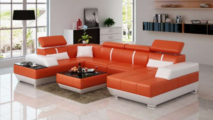 Ledersofa Sofa Couch Wohnlandschaft Ecksofa Garnitur Design Modern Sofa K5015