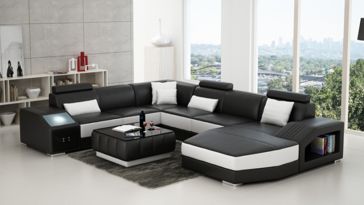 Ledersofa Couch U-Form Wohnlandschaft Ecksofa Garnitur Design Modern Sofa