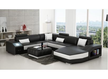 Ledersofa Couch U-Form Wohnlandschaft Ecksofa Garnitur Design Modern Sofa