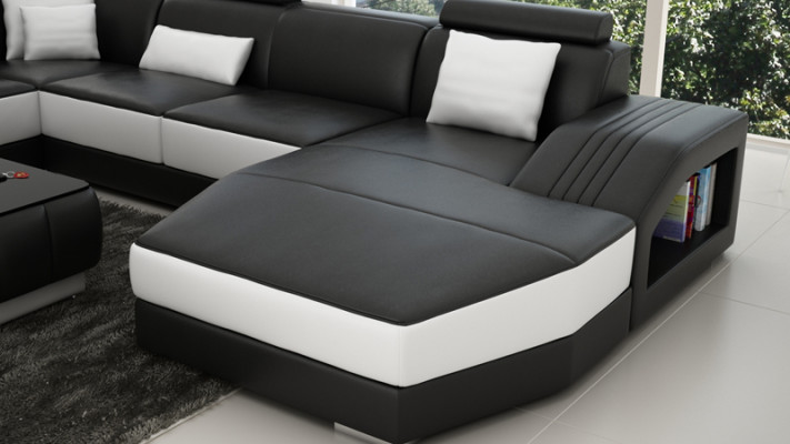 Ledersofa Couch U-Form Wohnlandschaft Ecksofa Garnitur Design Modern Sofa