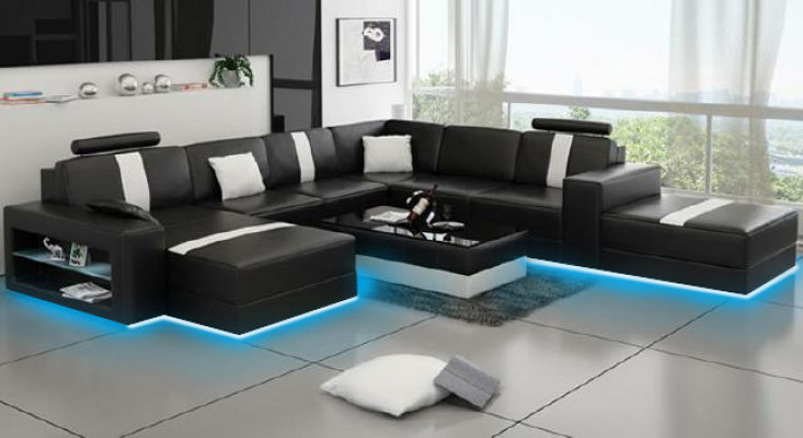 Ledersofa Ecksofa Sofa Couch Design Sitz Polster Garnitur Wohnlandschaft