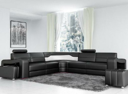 Ledersofa mit USB Ecksofa Eckcouch Designer Wohnlandschaft L Form Sofa PISA