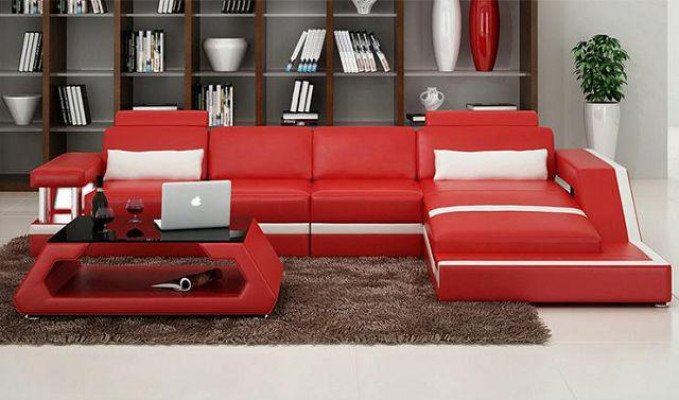LEDERSOFA XXL WOHNLANDSCHAFT GARNITUR ECKCOUCH LEDER GARNITUR mit USB POLSTER
