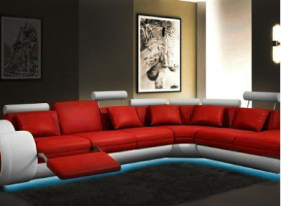 LEDERSOFA mit USB LEDERCOUCH GARNITUR SOFA COUCH WOHNLANDSCHAFT Berlin V NEU