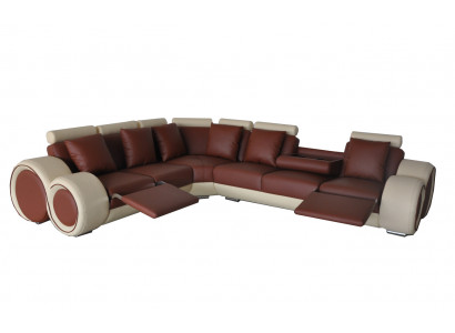 Design Leder Polster XXL Sitz Zimmer Sofa mit USB Design Eck Garnitur Sofas Neu