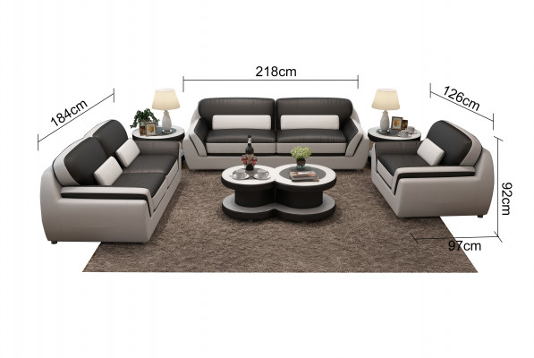 Ledersofa mit USB Sofagarnitur Neu 3+2 Sitzer Garnitur Design Modern Sofa G8038C