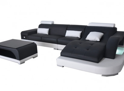 Leder Eck Sofa mit USB Wohnlandschaft Luxus Garnitur Ecke Sofas Couchen Polster