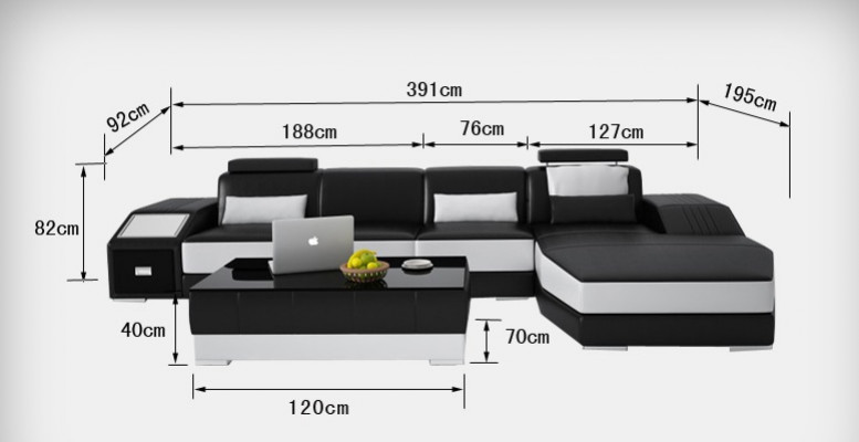 Ledersofa mit USB,Wohnlandschaft Ecksofa Eck Garnitur Design Modern Sofa L6003C