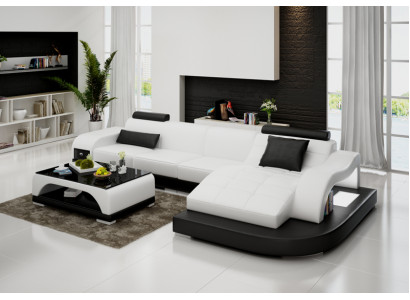 Ledersofa mit USB Wohnlandschaft Ecksofa Eck Garnitur Design Modern Sofa G8009D