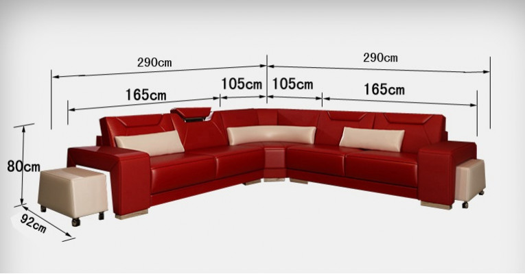 Ledersofa mit USB Wohnlandschaft Ecksofa Eck Garnitur Design Modern Sofa F3011B