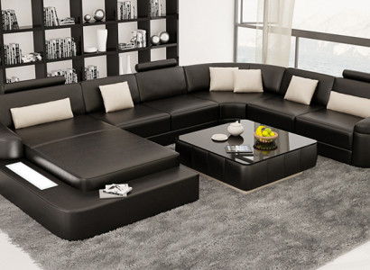 Wohnlandschaft Couch Polster Eck Garnitur Designer Ledersofa Big Sofa Kelcher