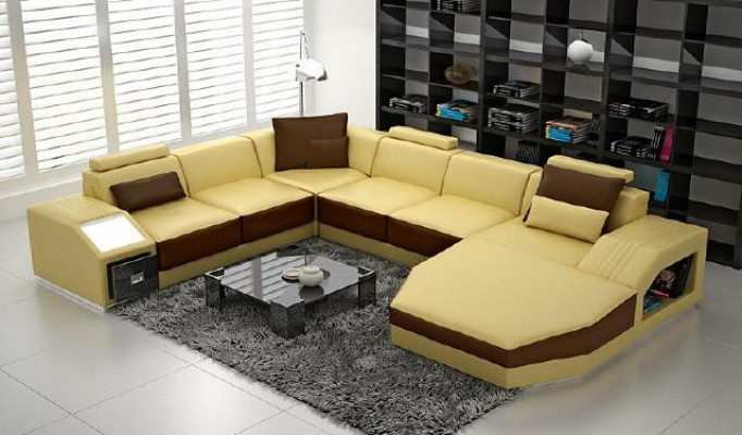 Wohnlandschaft Ecksofa Ledersofa Sofa Couch Polster Sitz Eck Garnitur Neu
