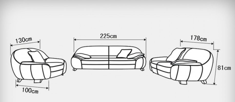 Ledersofa Couch Wohnlandschaft 3+2+1 Sitzer Garnitur Design Modern Sofa F3013