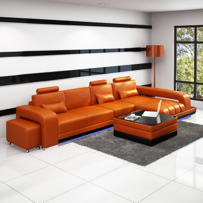 Ledersofa Couch Wohnlandschaft Ecksofa Eck Garnitur Design Modern Sofa F3017C