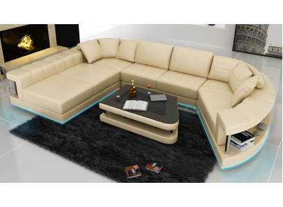 Ledersofa Couch Wohnlandschaft Ecksofa Eck Garnitur Design Modern Sofa + USB !