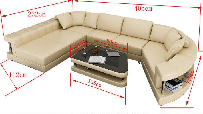 Ledersofa Couch Wohnlandschaft Ecksofa Eck Garnitur Design Modern Sofa + USB !