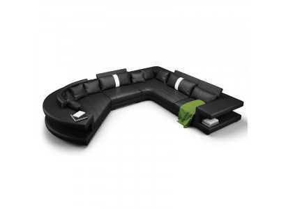 Wohnlandschaft Moderne Sitz Polster Wohnzimmer Polster Ecke Couch USB + Licht