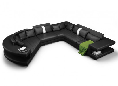 Wohnlandschaft Moderne Sitz Polster Wohnzimmer Polster Ecke Couch USB + Licht