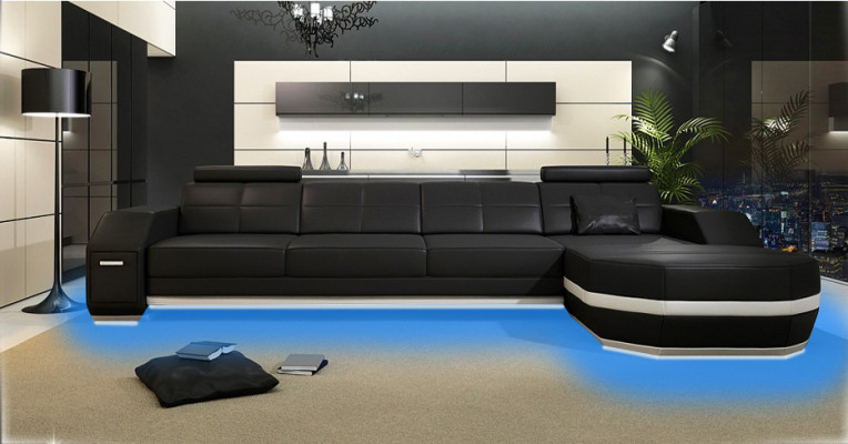 Stilvoll entspannen Neues L-förmiges Ecksofa mit Premium-Lederbezug