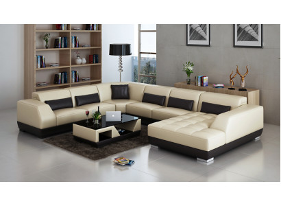 Modern Ledersofa Couch Wohnlandschaft Ecksofa Dekor Eck Design Garnitur