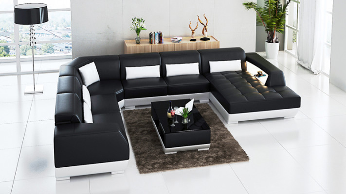 Modern Ledersofa Couch Wohnlandschaft Ecksofa Dekor Eck Design Garnitur