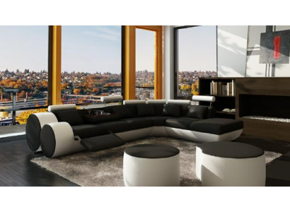 Ledersifa Sofa Ledercouch USB Garnitur XXL Wohnlandschaft Ecksofa Maßfertigung