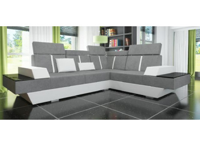 Designer Ecksofa Wohnlandschaft Sofa mit USB Couch Stoff Textil Leder Patentiert
