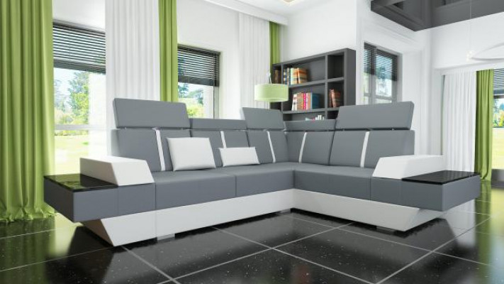 Design Ledersofa USB Wohnlandschaft Polster Sofa Ecksofa Eckcouch Maßanfertigung