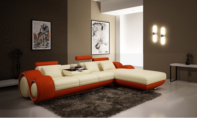 Ledersofa mit USB Wohnlandschaft Ecksofa Eck Garnitur Design Modern Sofa A1163E