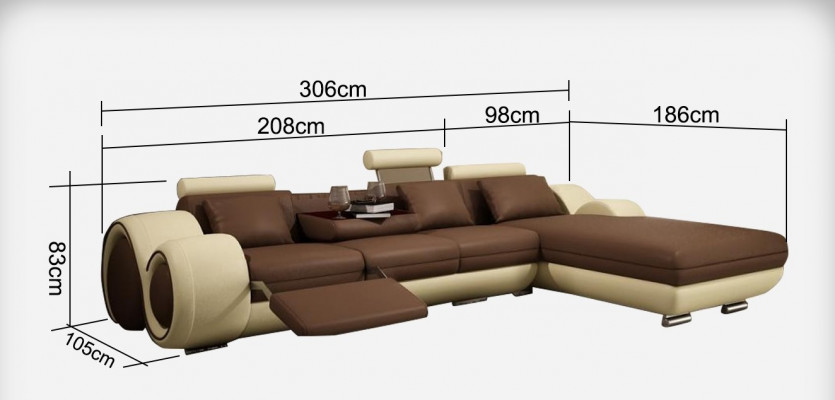 Ledersofa mit USB Wohnlandschaft Ecksofa Eck Garnitur Design Modern Sofa A1163E