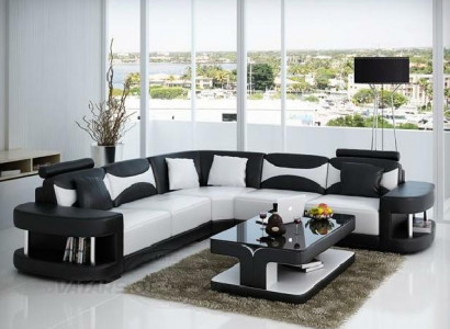 Wohnlandschaft Polster Ecke Eck Sofa + USB,Garnitur Landschaft Leder Textil Neu