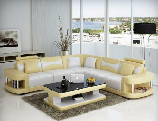 Wohnlandschaft Polster Ecke Eck Sofa + USB,Garnitur Landschaft Leder Textil Neu