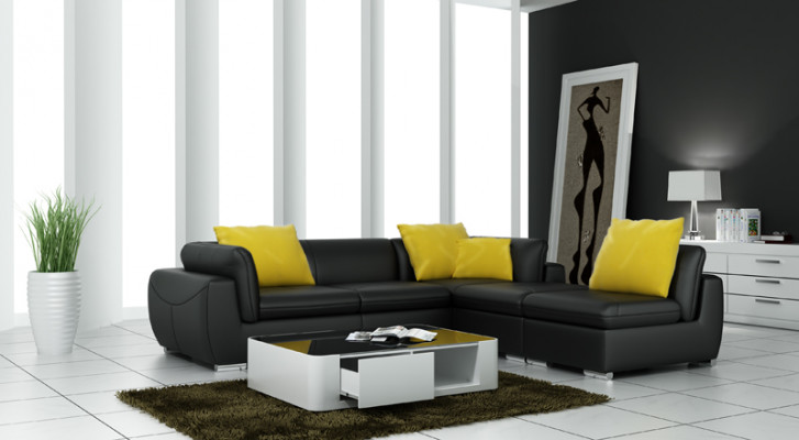Ledersofa mit USB Wohnlandschaft Ecksofa Eck Garnitur Design Modern Sofa F3014