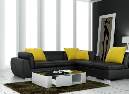 Ledersofa mit USB Wohnlandschaft Ecksofa Eck Garnitur Design Modern Sofa F3014