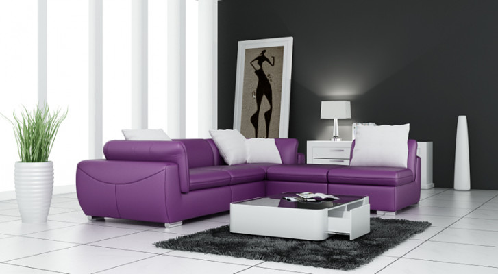 Ledersofa mit USB Wohnlandschaft Ecksofa Eck Garnitur Design Modern Sofa F3014
