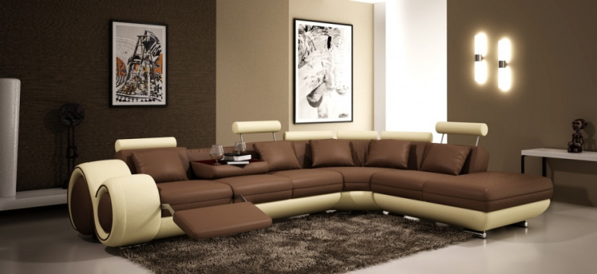 Ledersofa mit USB Wohnlandschaft Ecksofa Eck Garnitur Design Modern Sofa A1163C