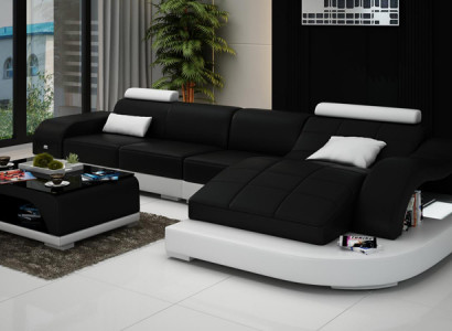 Wohnlandschaft Ecksofa Sofa mit USB Ledersofa Designersofa Sitz Polster Neu 3375