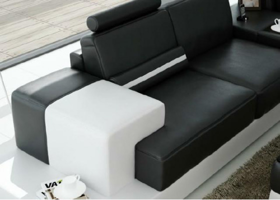 Ledersofa Ecksofa Sofa mit USB Design Sitz Polster Garnitur Wohnlandschaft 2725C