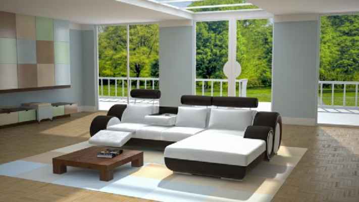 Designer Garnitur Wohnlandschaft Eckcouch + USB,Sofa Polster Ledersofa Sofas Neu