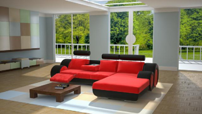 Designer Garnitur Wohnlandschaft Eckcouch + USB,Sofa Polster Ledersofa Sofas Neu