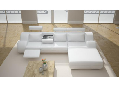Designer Garnitur Wohnlandschaft Eckcouch Couch Sofa Polster Ledersofa mit USB